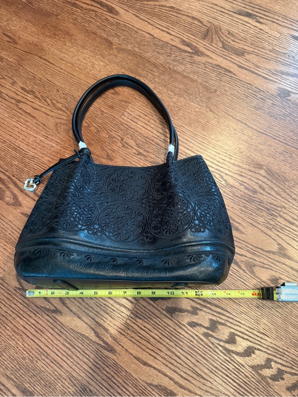 Brighton Black Floral-Embossed Shoulder Bag - Picture 7 of 7